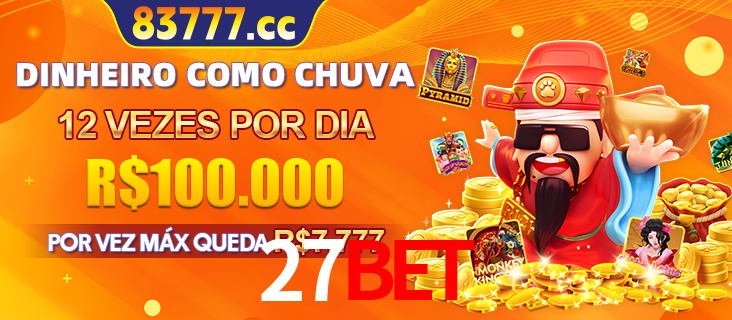 Banner do programa de recompensas Recomende para amigos do 27bet, detalhando os bônus por convidar amigos, com prêmios que chegam a R$288.888.