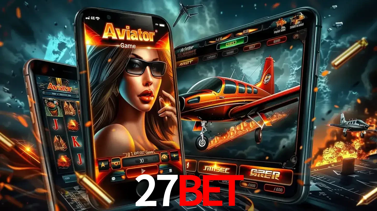 O popular jogo de apostas Aviator exibido em vários celulares e tablets, mostrando a interface emocionante e a ação de voo disponíveis para jogar agora no 27bet.